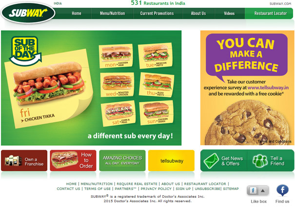 Vibrant, Trendy Subway India site goes Live